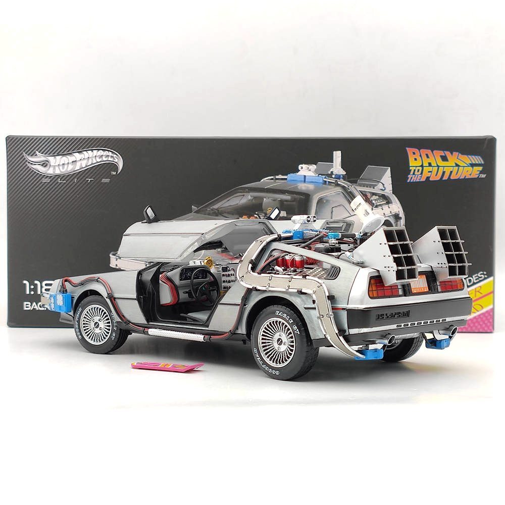 1/18 Hot Wheels Elite Back To The Future Time Machine Delorean BCJ97 Model Car