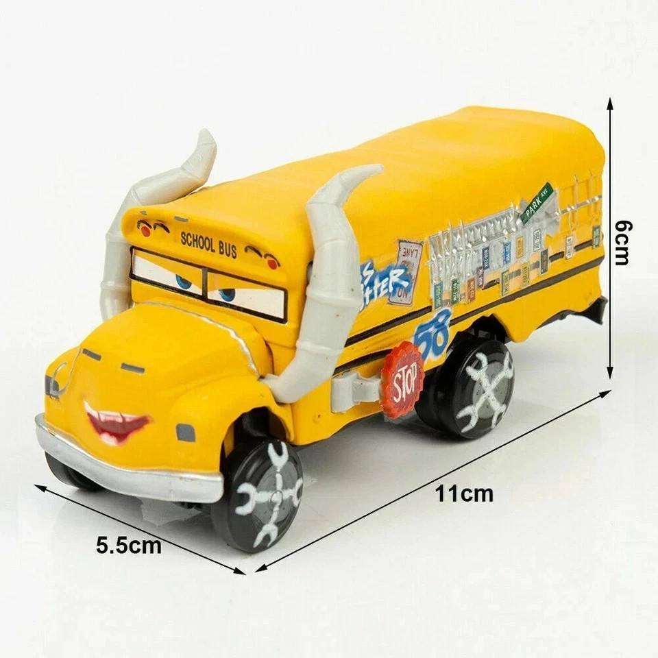 Disney Pixar Cars 3 Miss Fritter Crazy School Bus Diecast Model Toy Car Boy Gift