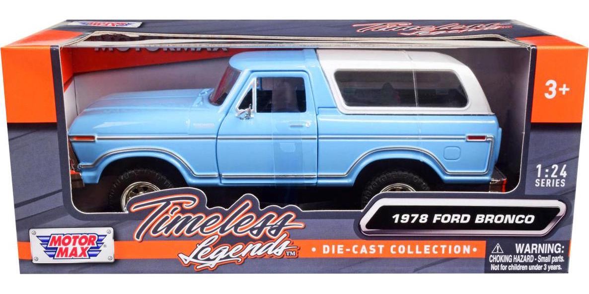 1978 Ford Bronco Custom Light Blue and White Timeless Legends Series 1/24 Model