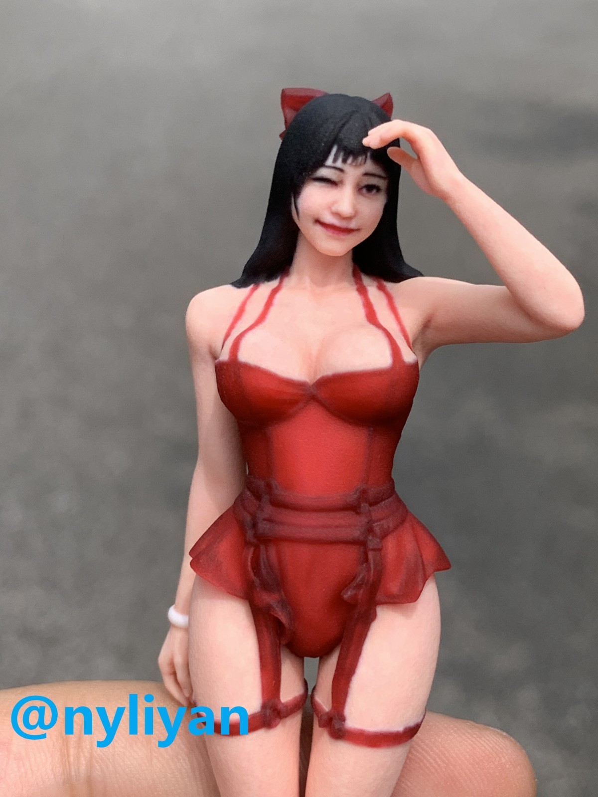 1/12 1/16 1/18 Miniature Smile Red Skirt Beauty Girl Scene Props Figure For Cars