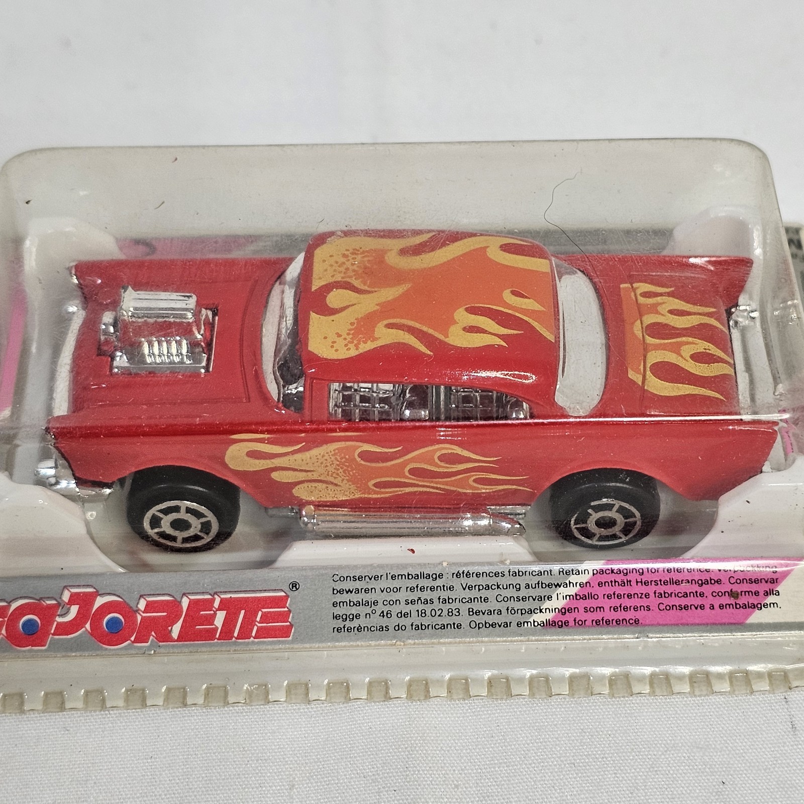 Majorette 223 1957 Chevy Bel Air Hot Rod Red Flames 1/64 Vintage Sealed New