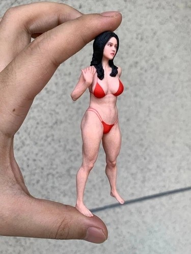 Miniature Figure Scene Props 1/18 Bikini Muscle Anime Girl Diorama Resin Sculpt