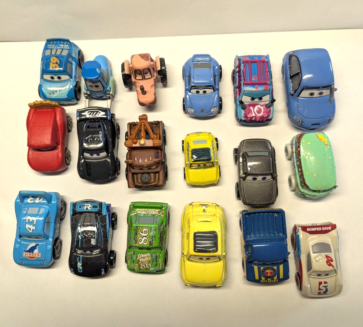 Disney Pixar Cars Mini Racers Diecast Matte Lot Of 18 Cars