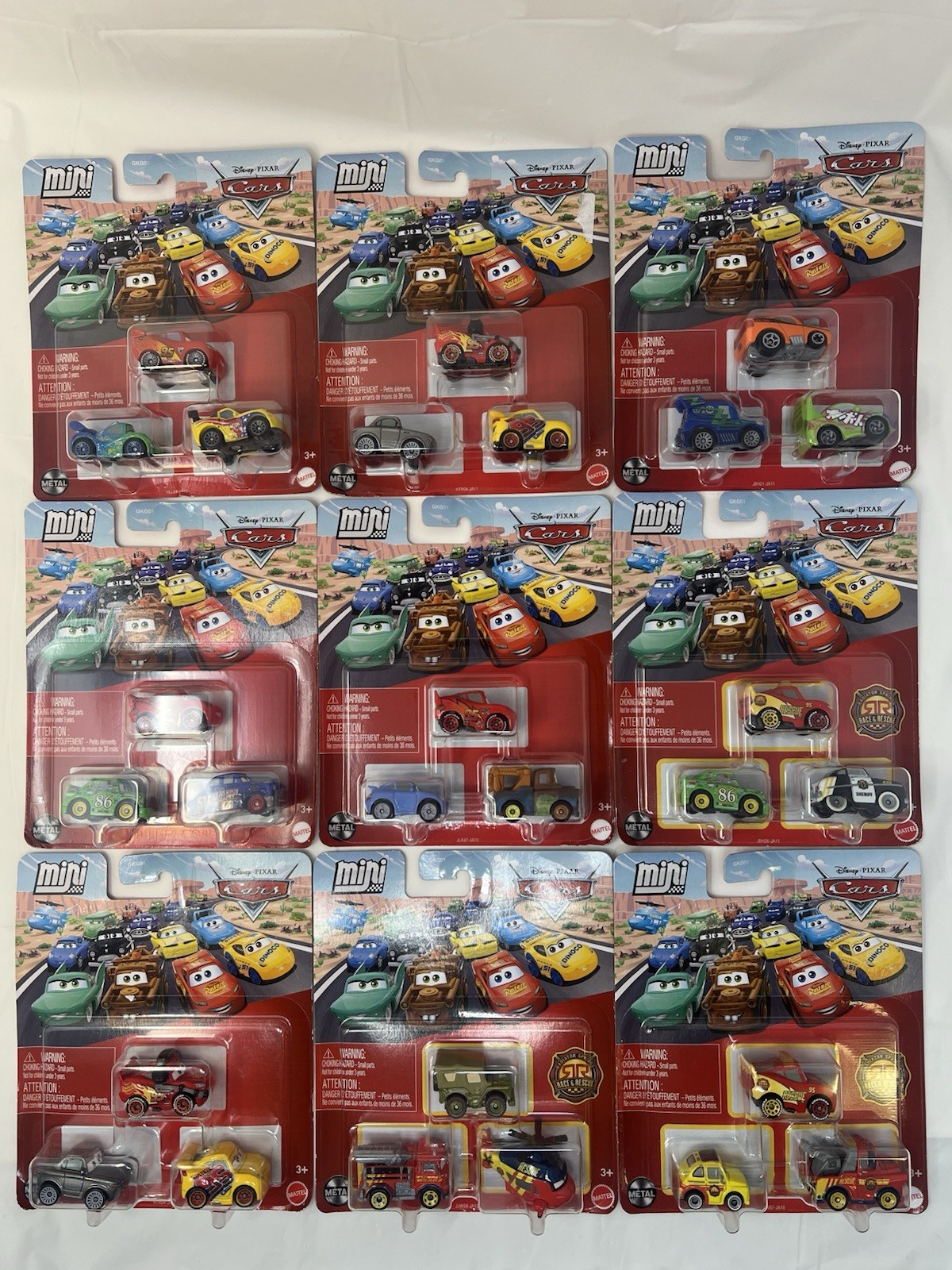 Disney Cars Mini Racers Lot – 9 Packs Of 3 – Rescue Racers – New/Sealed – Read