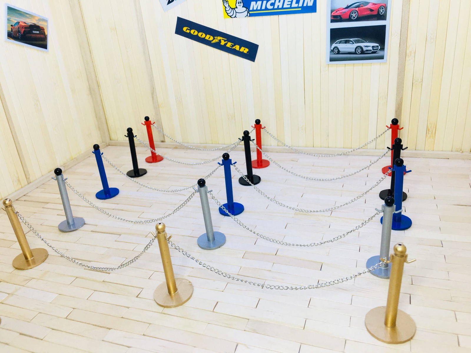 1/18 Diorama Stanchion Chain Barrier DIY Model Car Show Display Accessories Prop