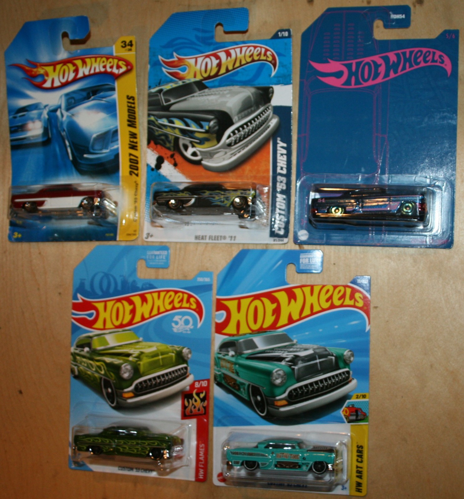 Hot Wheels CUSTOM 53 CHEVY Lot Of 5 2007-25 NEW MODELS Heat Fleet KMART K-DAY