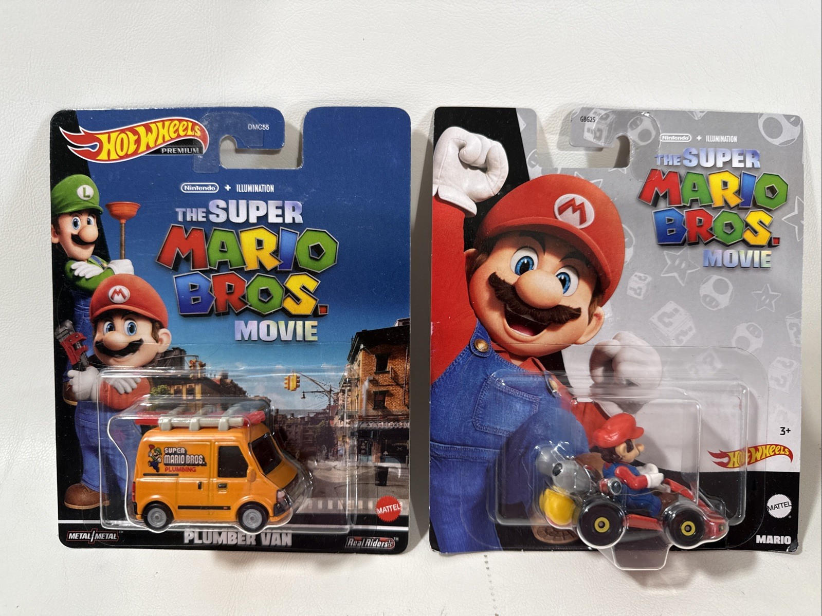 Hot Wheels Premium Super Mario Bros. Movie Mario Kart/Plumber Van 2pcs Lot