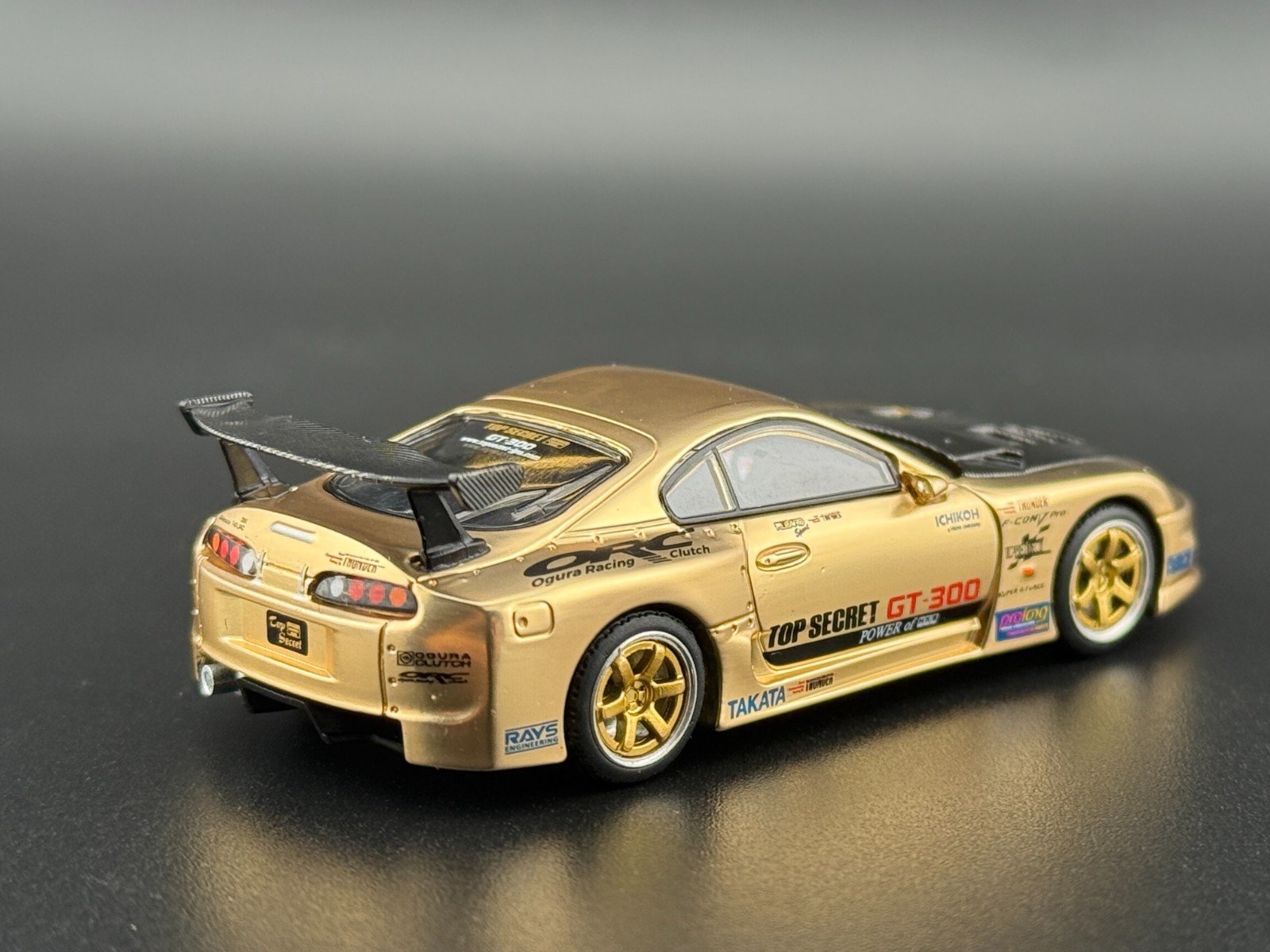 Pop Race Top Secret GT300 Supra Gold with Carbon Hood PR640277 1/64