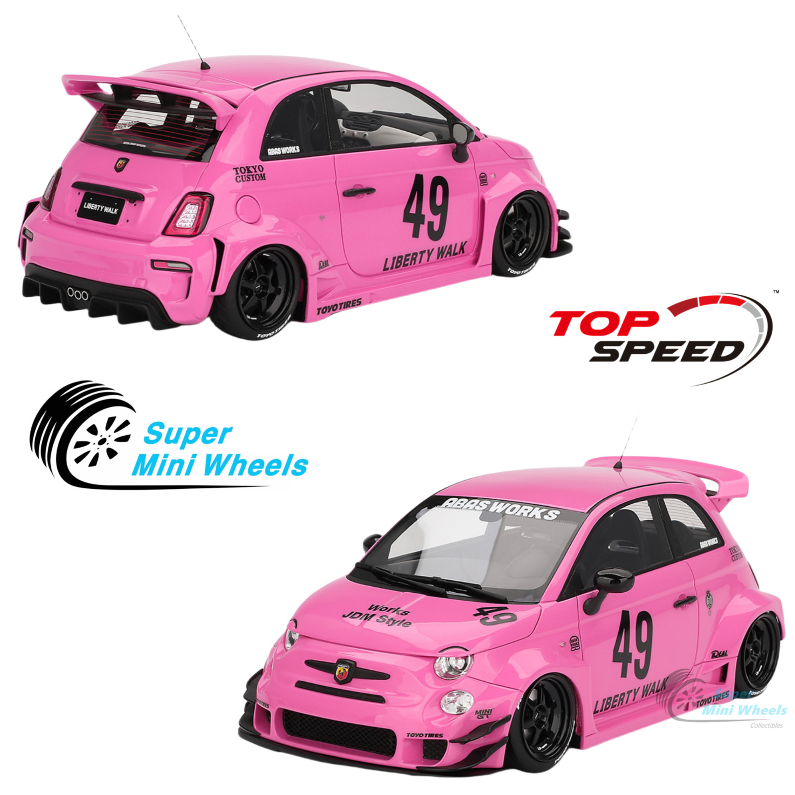 Top Speed 1:18 LB-WORKS x Abas Works Abarth 595 Pink TS0607