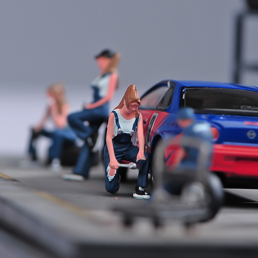 USA Miniature Figure Scene Props 1/64 6pcs Car Repairman Engineer Diorama Model