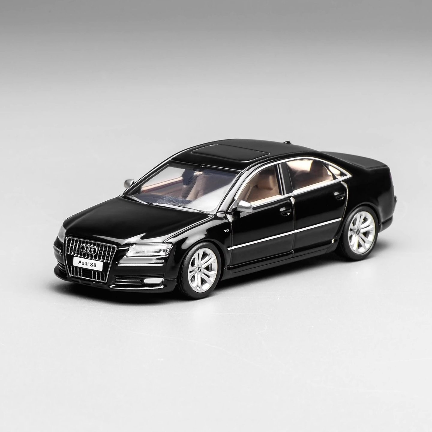 1:64 S8 2008 Black Alloy Diecast Model Car Collectible Gift Display