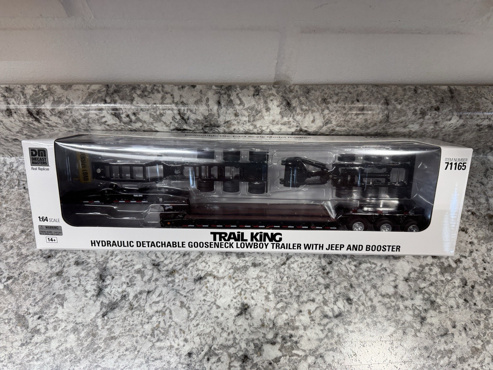 TRAIL KING TK170 LOWBOY TRAILER BLACK W/JEEP 1/64 BY DIECAST MASTERS 71165