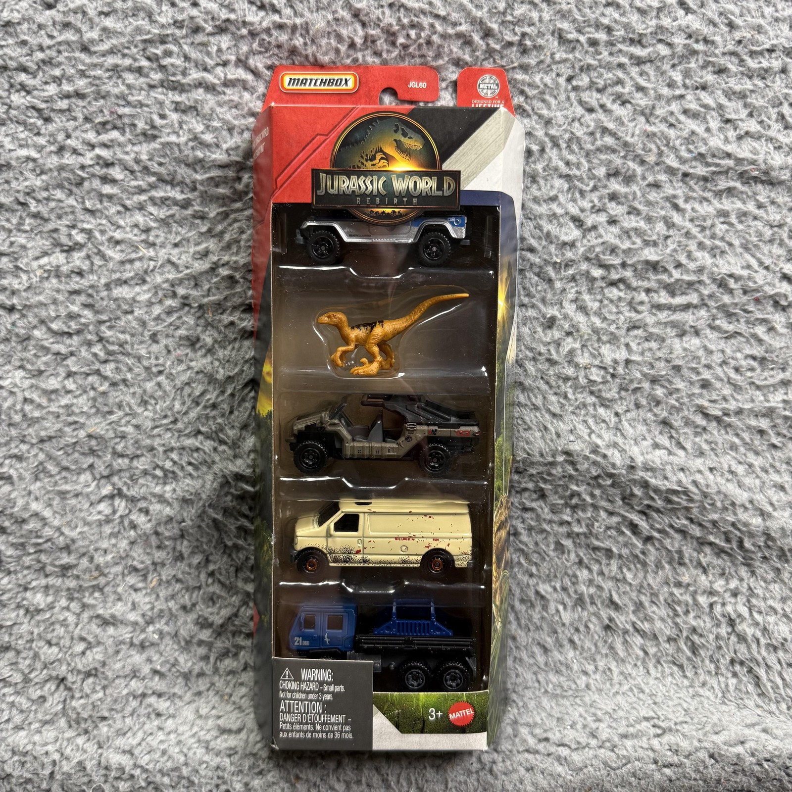 Matchbox Jurassic World Rebirth Jeep 1:64 Die-Cast 5 Pack Toy New Sealed