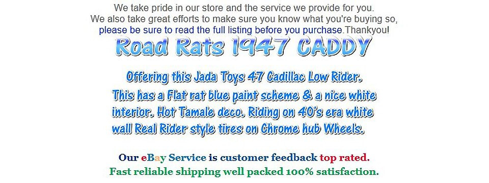 JADA TOYS ROAD RATS OLD SKOOL El Senior 47 CADILLAC LOW RIDER ☑️ !ITOUT HOMIE!