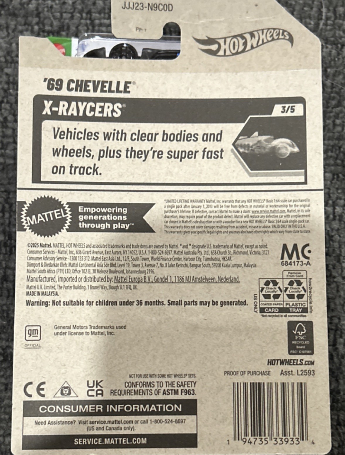 Hot Wheels 1:64 Chevelle X-Raycers Black Green Diecast Car 2023