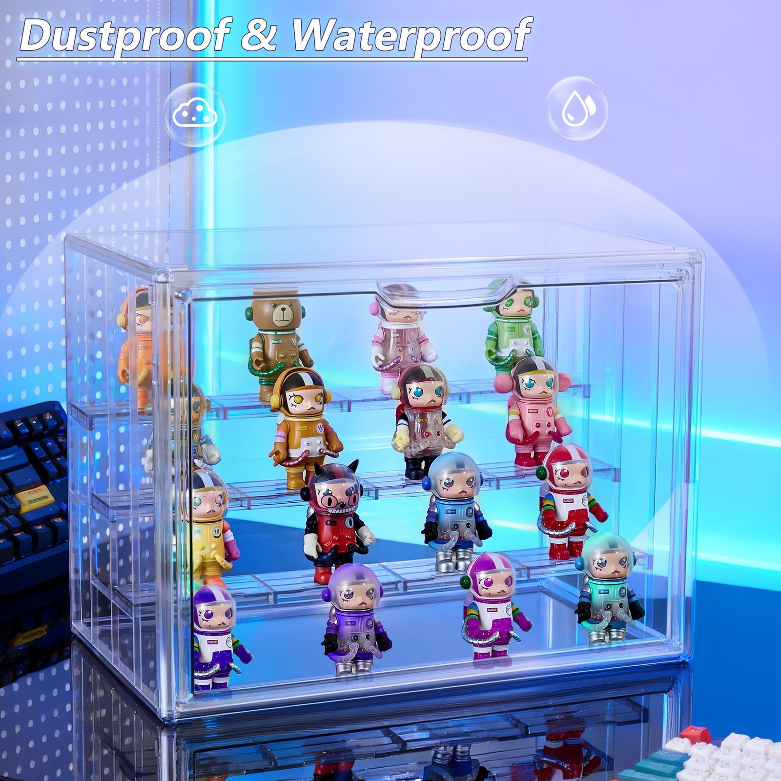 Acrylic Clear Display Case for Collectibles, 4 Layer Large 1-Pack,