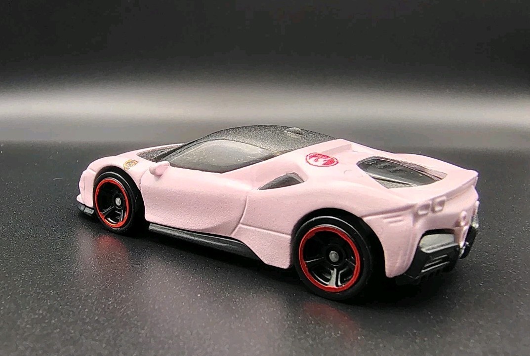 Custom Hot Wheels Ferrari SF90 Stradale Pink 1/64 Stock Wheels NoScalpCustoms