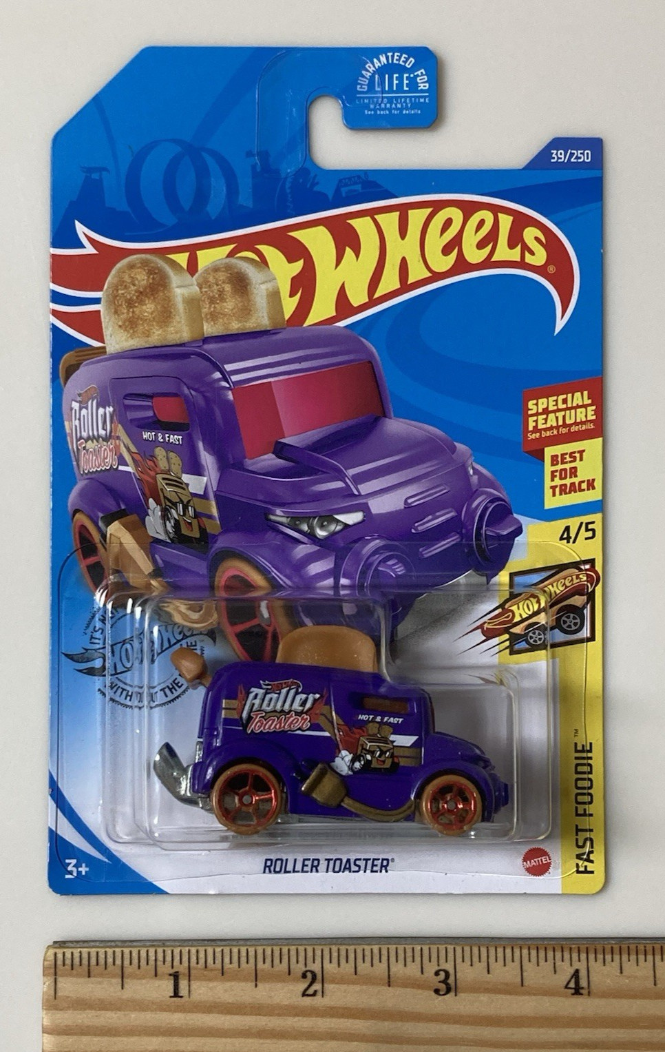 Hot Wheels Roller Toaster 39/250 Fast Foodie 4/5 Purple Special Feature Mattel