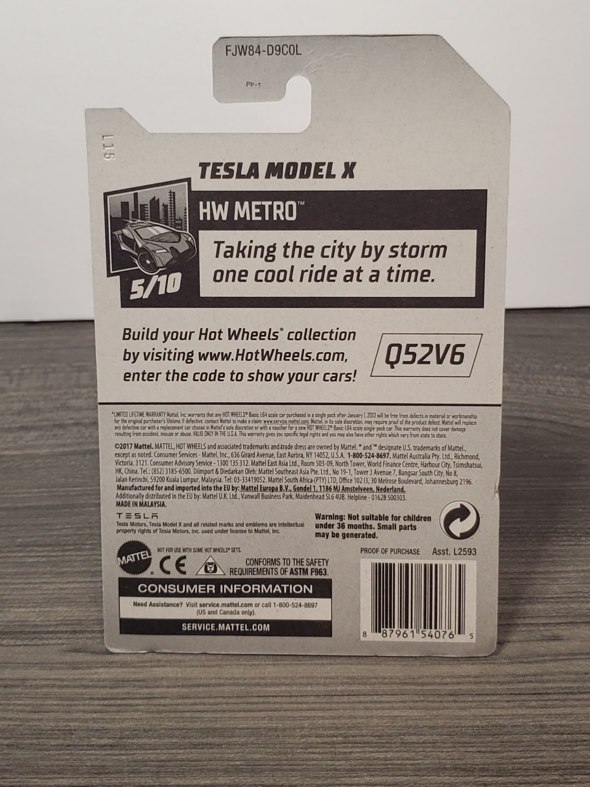 2017 Hot Wheels HW Metro Tesla Model X Silver G10SP #247 1:64 Diecast NIP