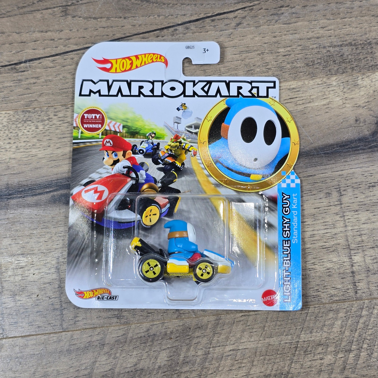 Hot Wheels LIGHT-BLUE SHY GUY, Standard Kart, White Mask, Nintendo, Mario Kart