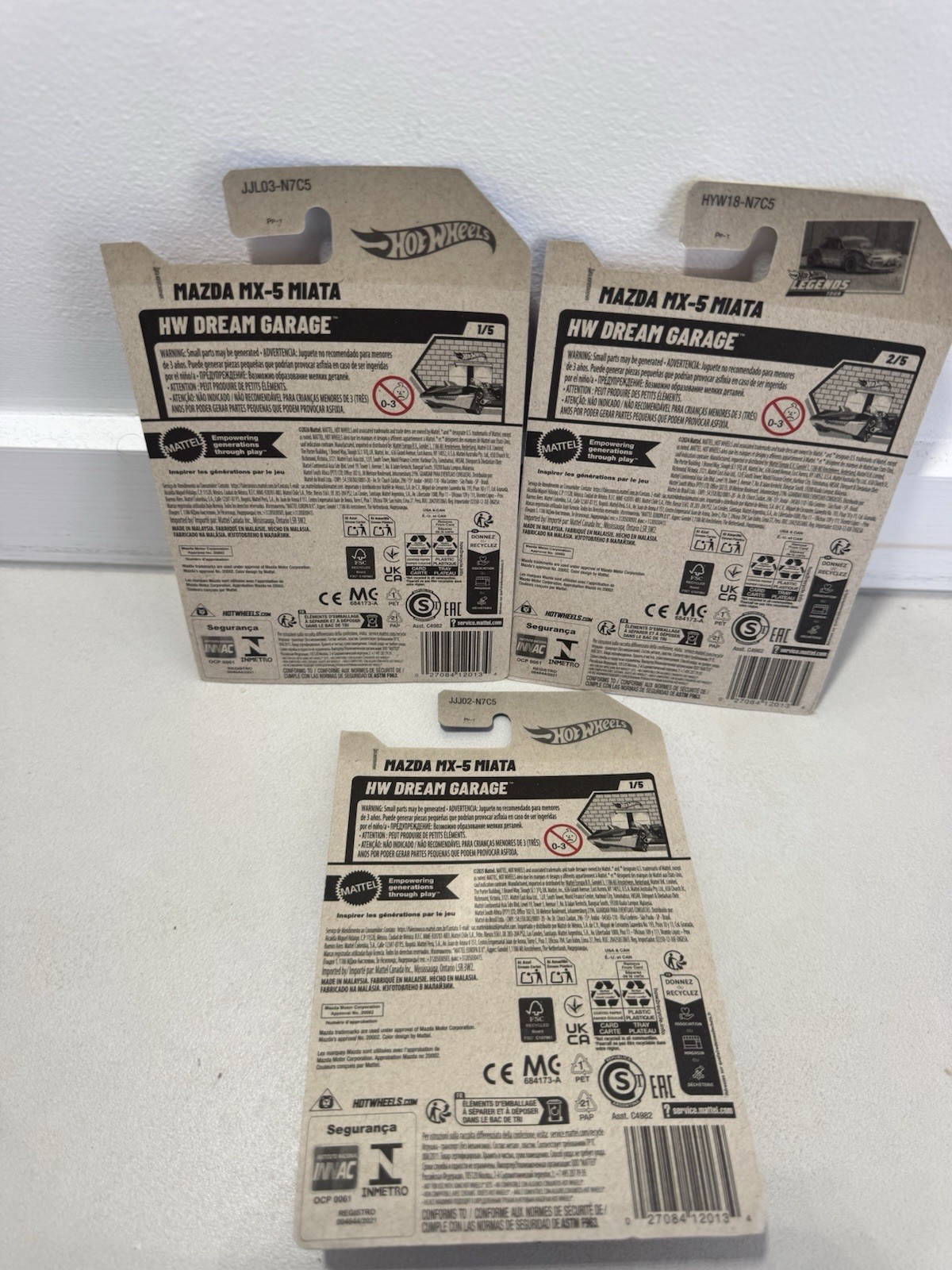Hotwheels Mazda MX-5 Miata White Blue Grey Hard Top Lot Of 3 Variations Mx5