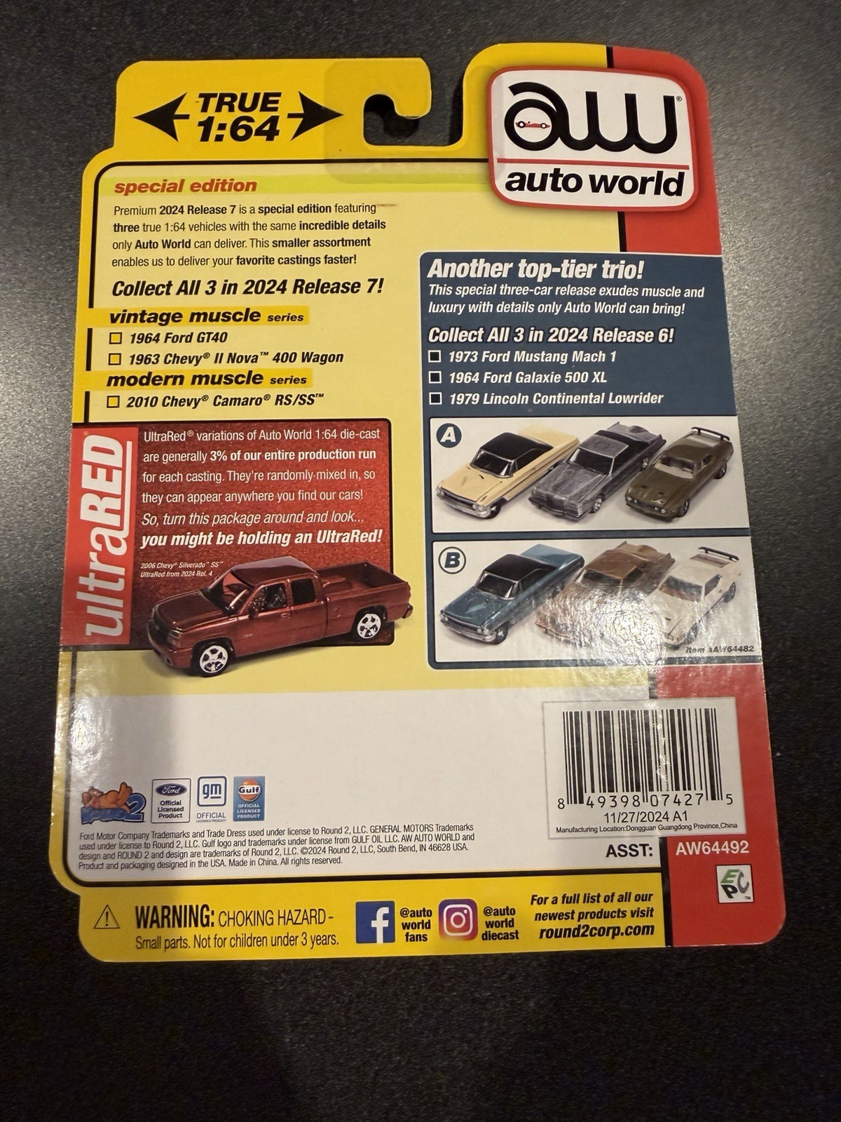 2024 New Auto World ULTRA RED Chase 2010 Chevy Camaro RS/SS & Yellow Version HTF