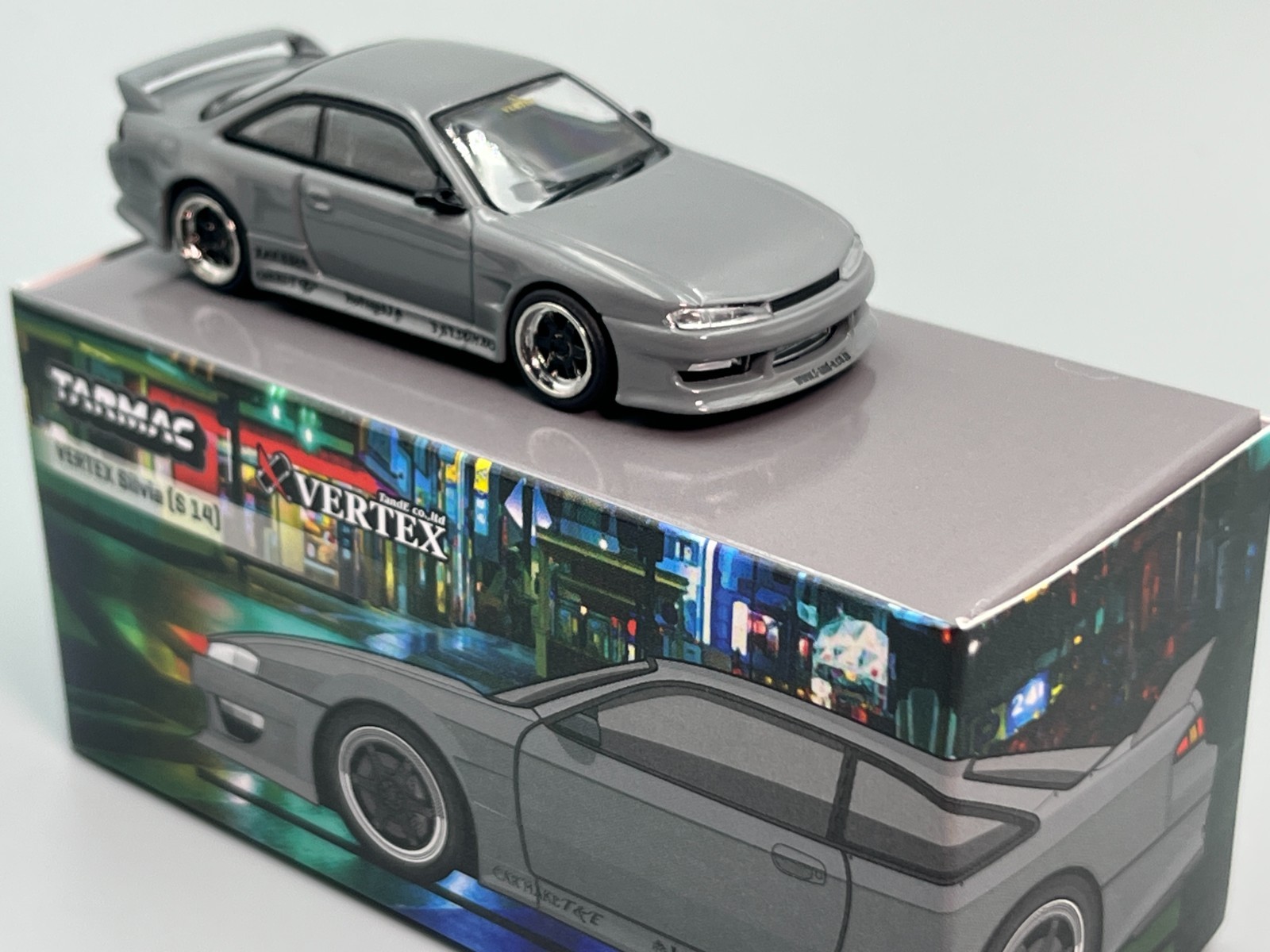 Nissan Silvia S14 240SX VERTEX Grey Tarmac Works 1/64 scale