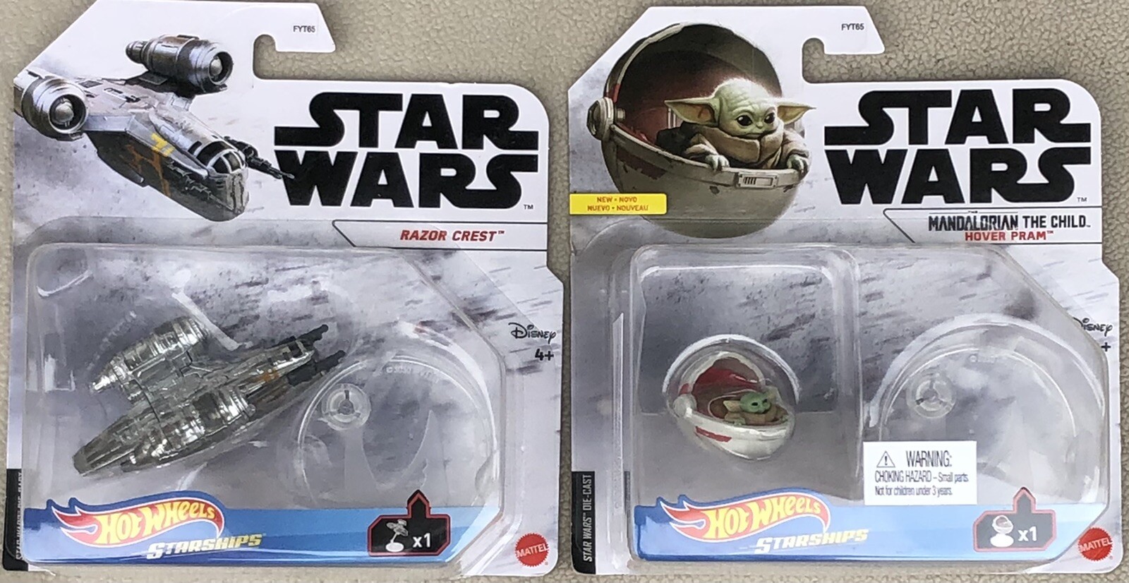 Hot Wheels Star Wars Starships Razor Crest & The Child Hover Pram Diecast Set