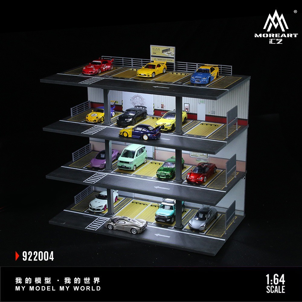 1/64 Diorama Car Garage Model City Street Parking Lot Scene Display Case Toy US