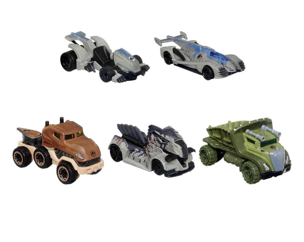 NEW Hot Wheels Character Cars 5 Pack Jurassic World Dominion Collectible Box Set