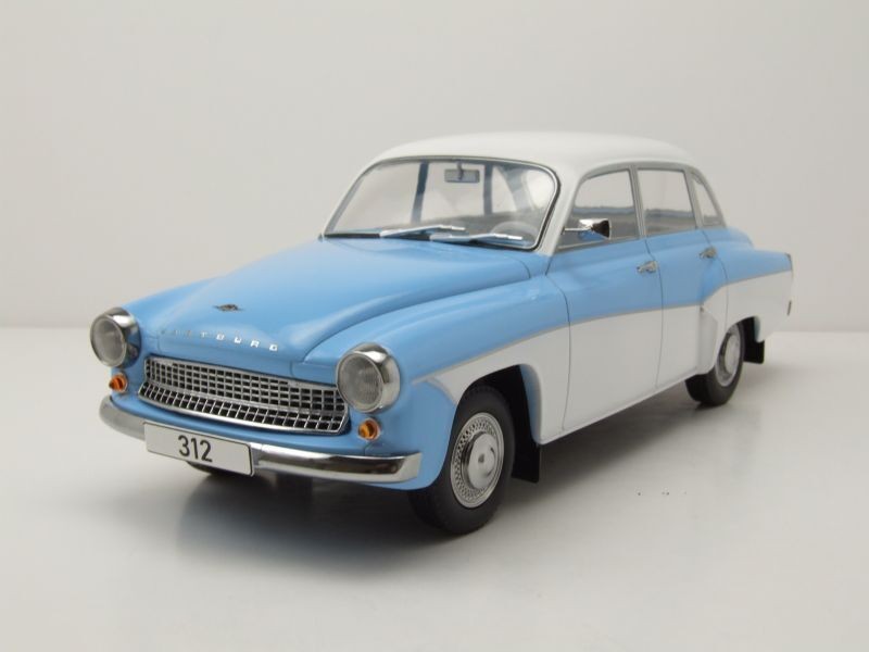 MODELCAR – WARTBURG 312 1965 Light blue and white – 1/18 – MOD18300
