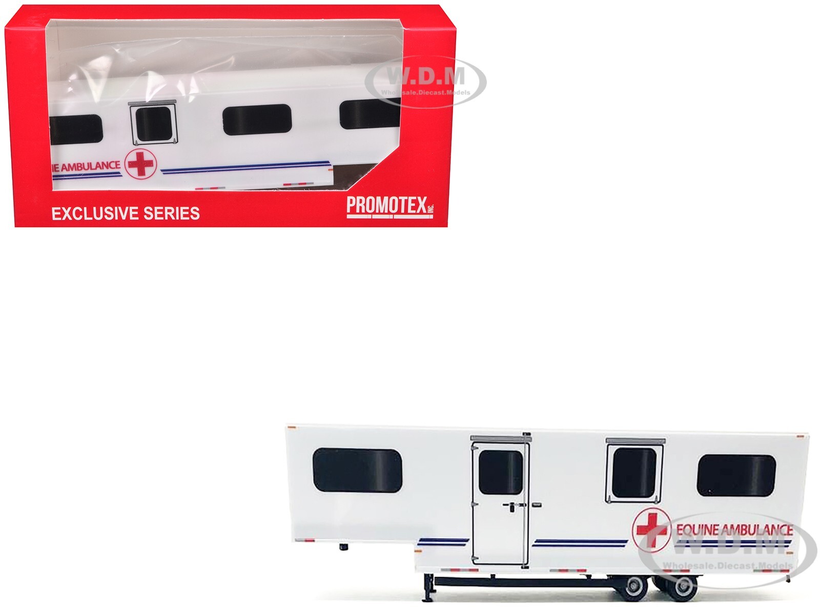 EQUINE AMBULANCE TRAILER WHITE 1/87 (HO) MODEL BY PROMOTEX 005536 W