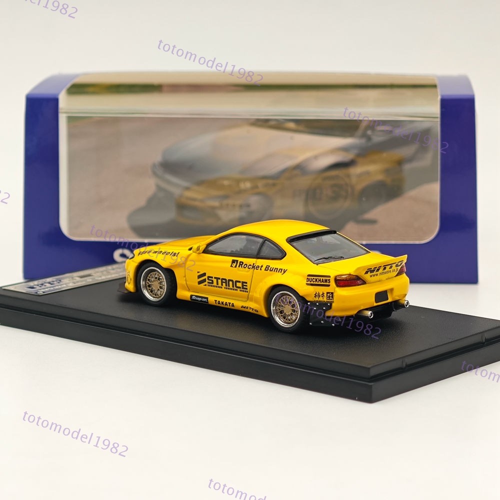 SW 1/64 Nissan Silvia S15 Pandem Rocket Bunny Yellow Diecast Model Car Limited