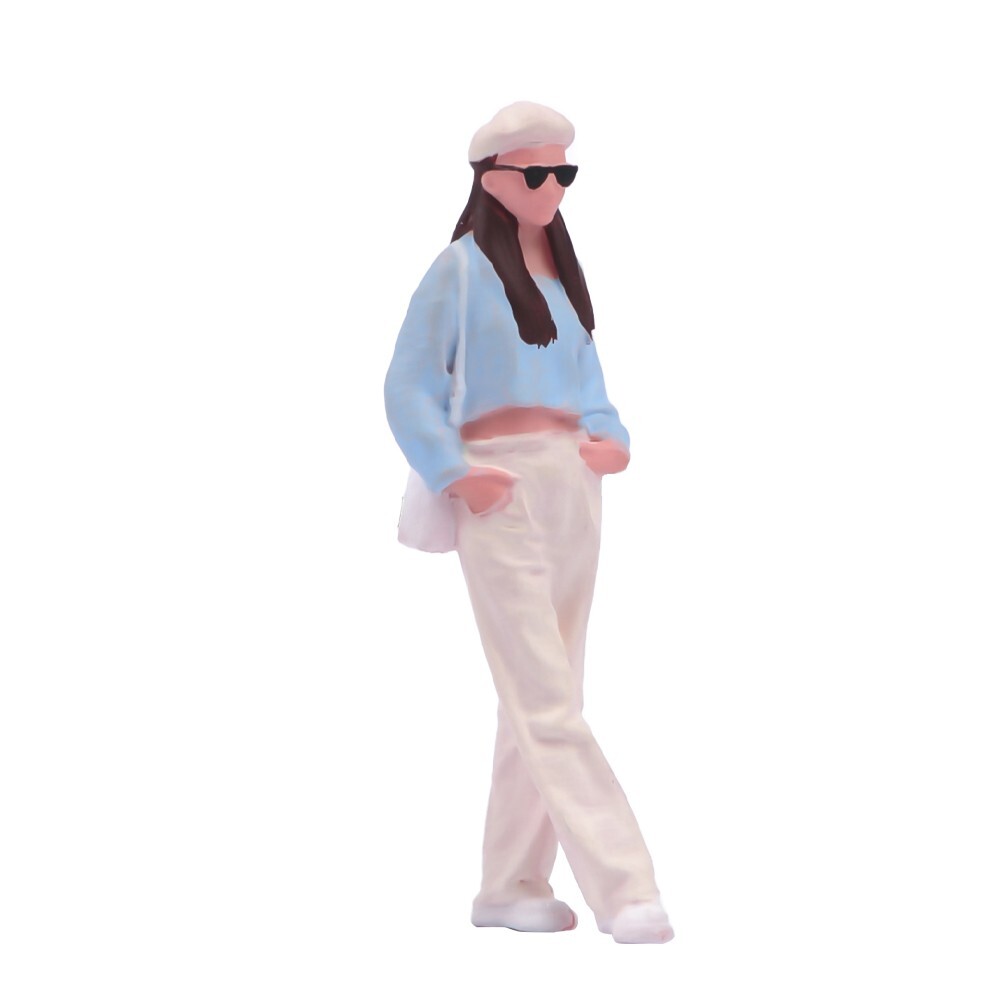 Resin 1/18 1/24 1/43 1/64 1/87 White Beret Girl painted Mini Figure Model Toys