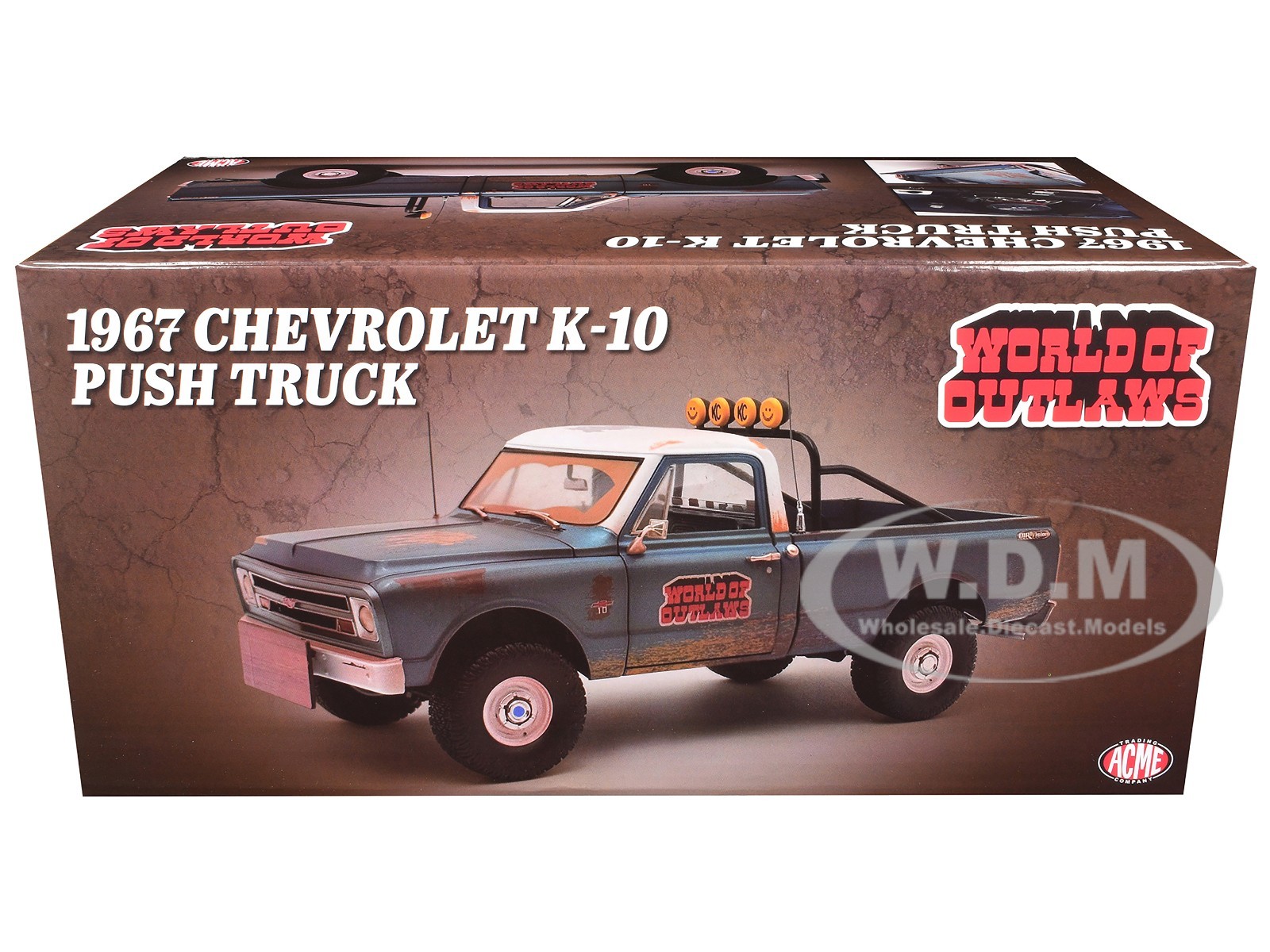1967 CHEVROLET K-10 WORLD OF OUTLAWS PUSH TRUCK RUSTED 1/18 BY ACME A1807223