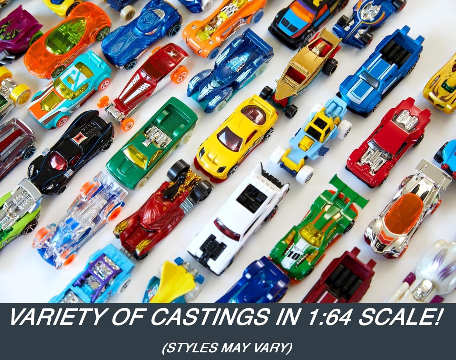 Hot Wheels Toy & 50-Pack of 1:64 Scale Vehicles, Individually Packaged (Styles M