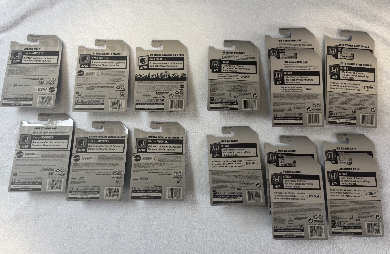 Lot of 16 Hot Wheels HW J-Imports + Honda Series Toyota Mazada Nissan