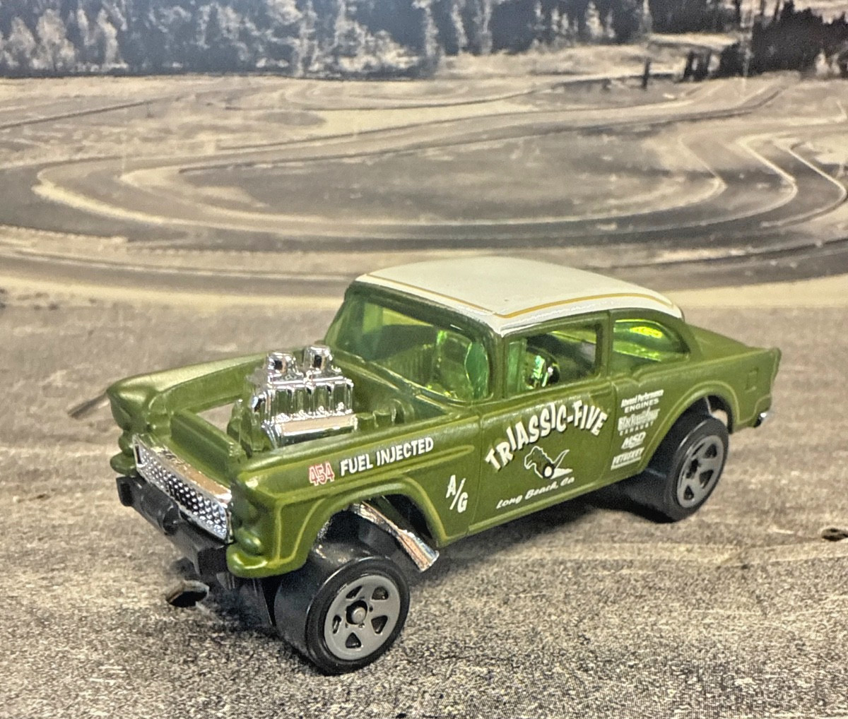 Hot Wheels ’55 Chevy Bel Air Gasser #043 HW ’22 Chevy Bel Air Green Loose VHTF!