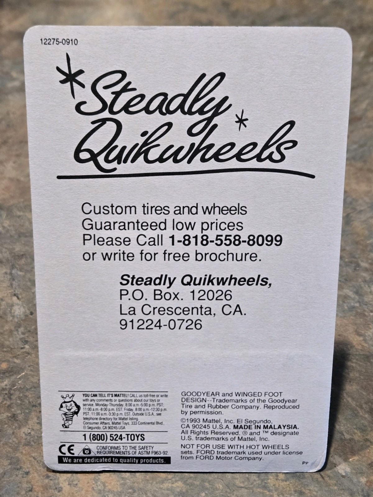 1993 Hot Wheels Steadly Tudor 1940 Ford RealRiders Limited Edition 1/7000 w/Case