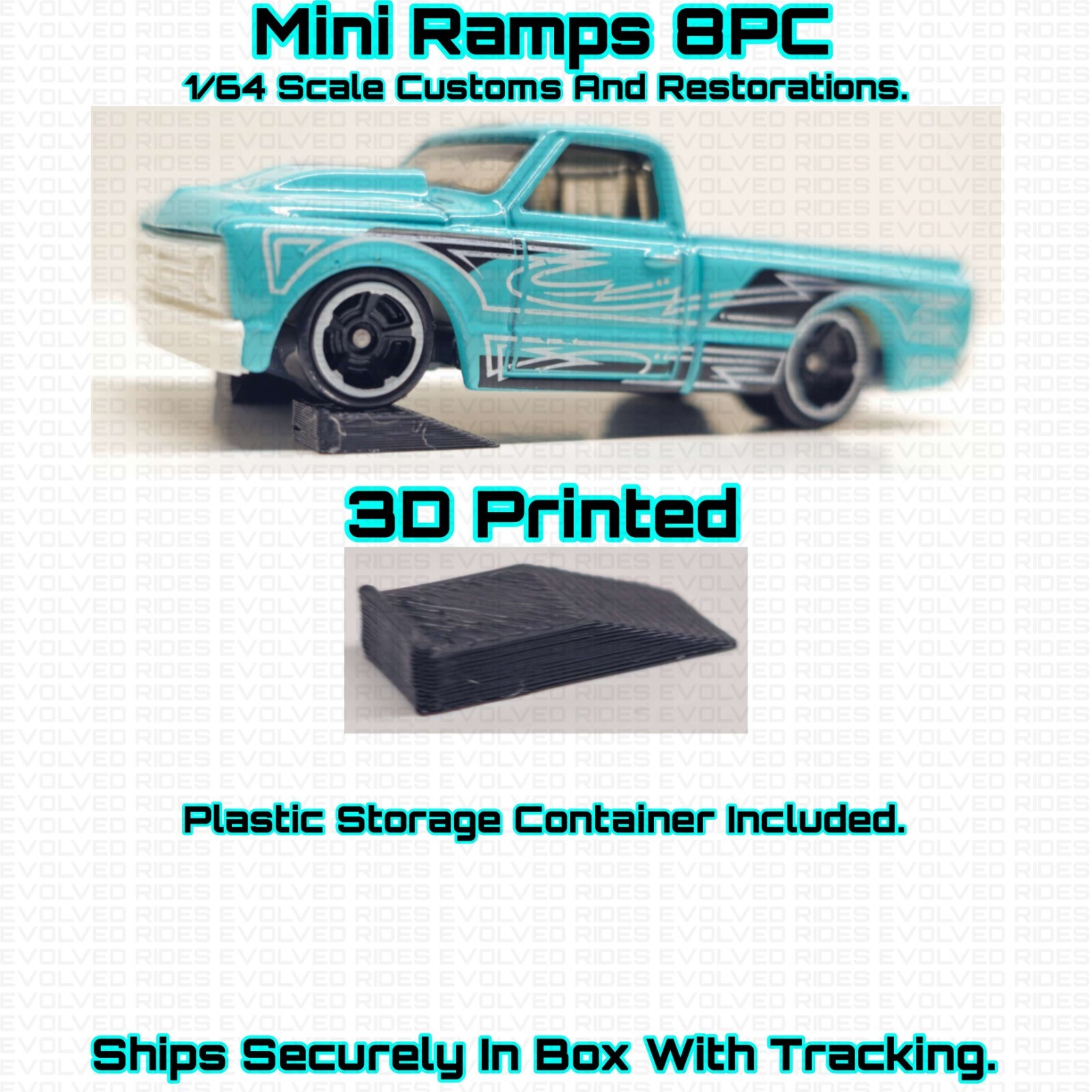 Mini Ramps 8PC 3D Printed For 1/64 Scale