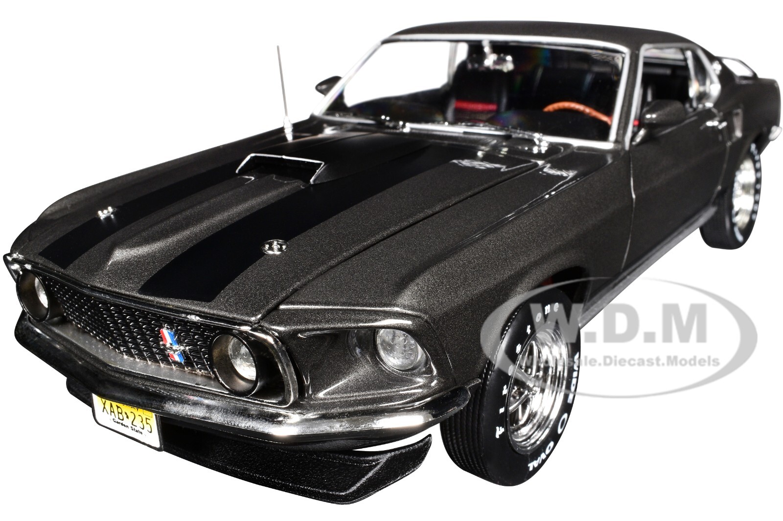 1969 FORD MUSTANG DARK GRAY “JOHN WICK” 1/18 DIECAST MODEL BY AUTO WORLD AWSS145