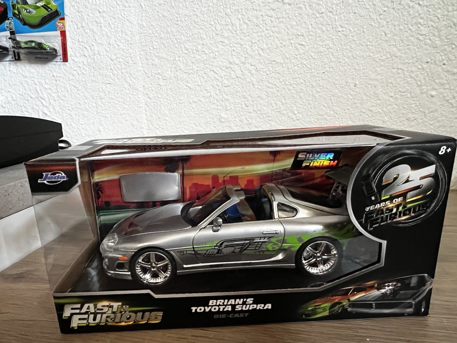 Jada Fast & Furious 1:24 1995 Toyota Supra Diecast Silver/Green Unopened