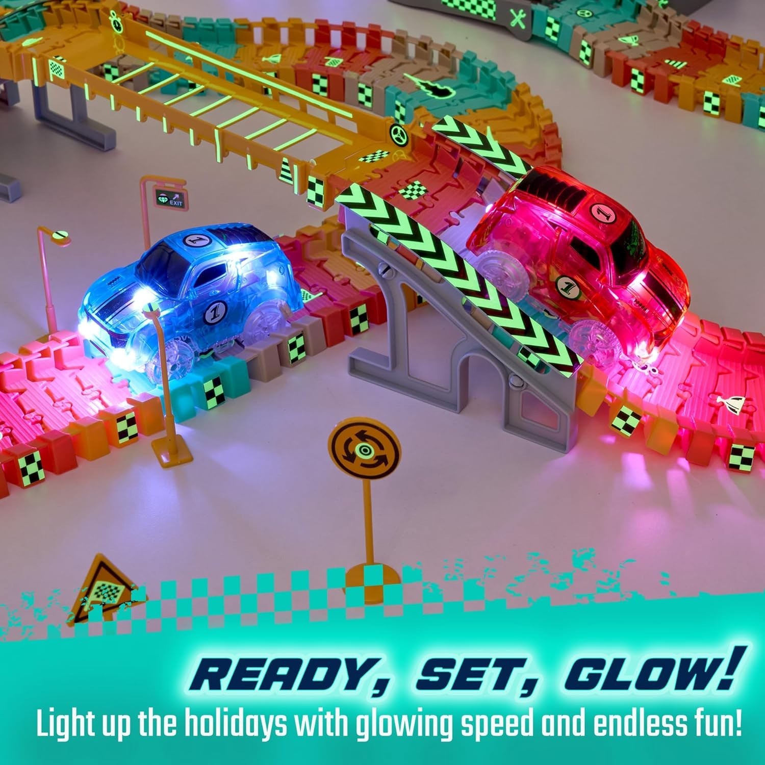 2-Pack Light-Up Racer Cars for Glow Tracks – Perfect Gift for Kids Aged 3-8