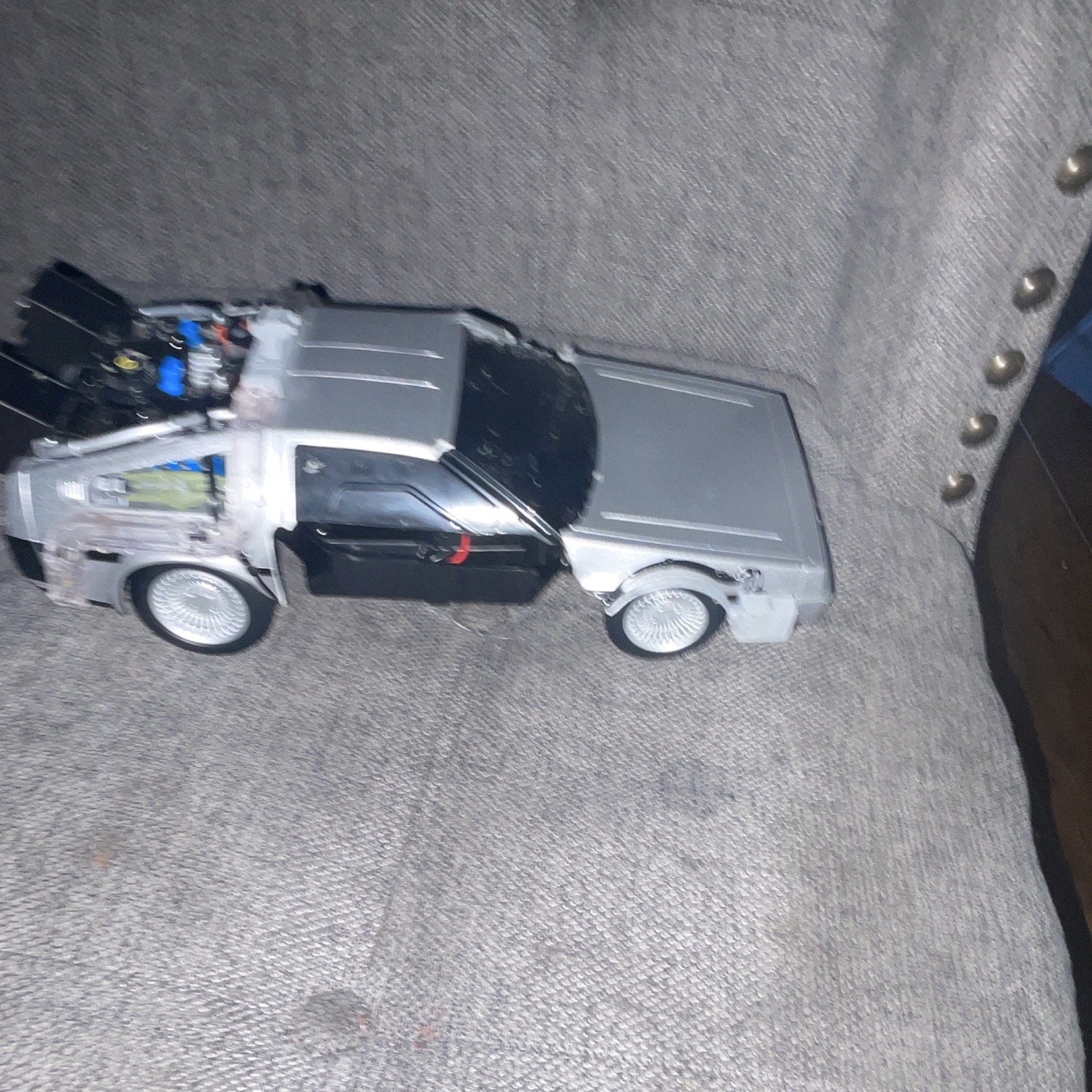 DeLorean DMC-12 Back to the Future Time Machine Diecast Car w/ Lights, Silver