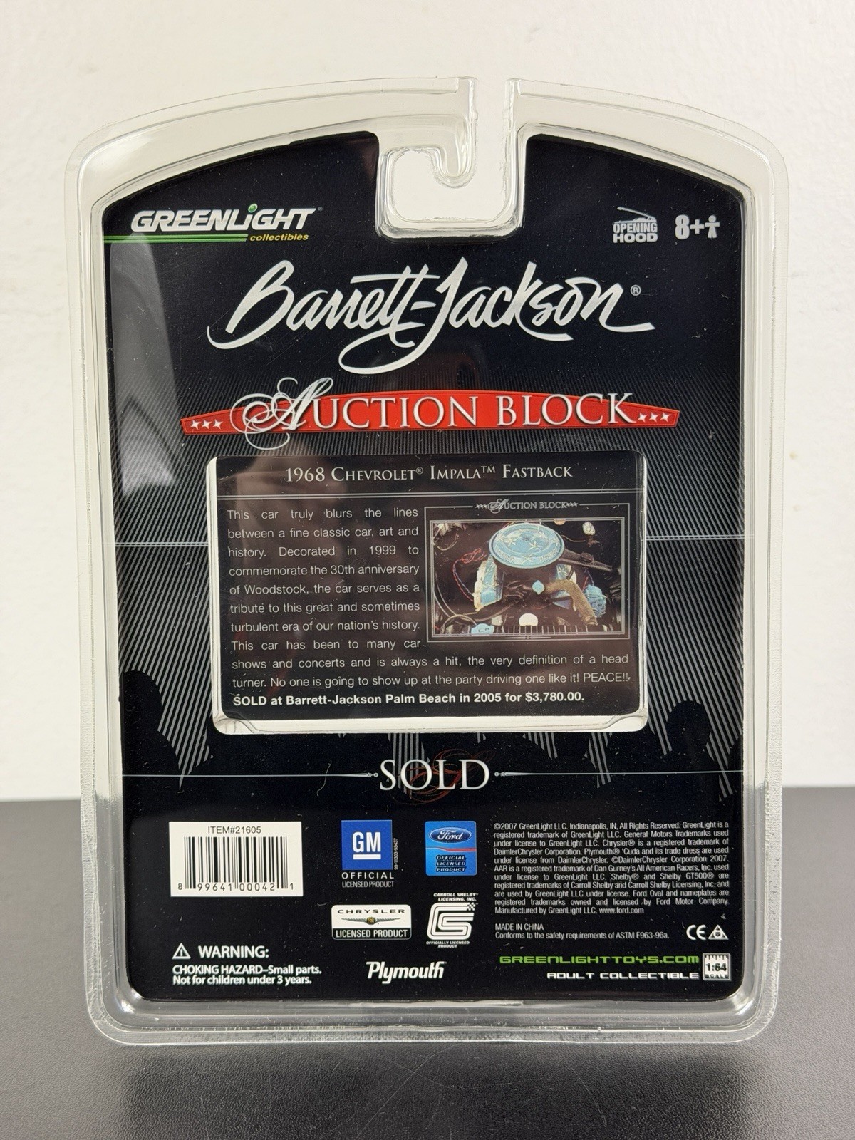 Greenlight Barrett-Jackson Auction Block 1968 Chevy Impala Fastback Vietnam NIP