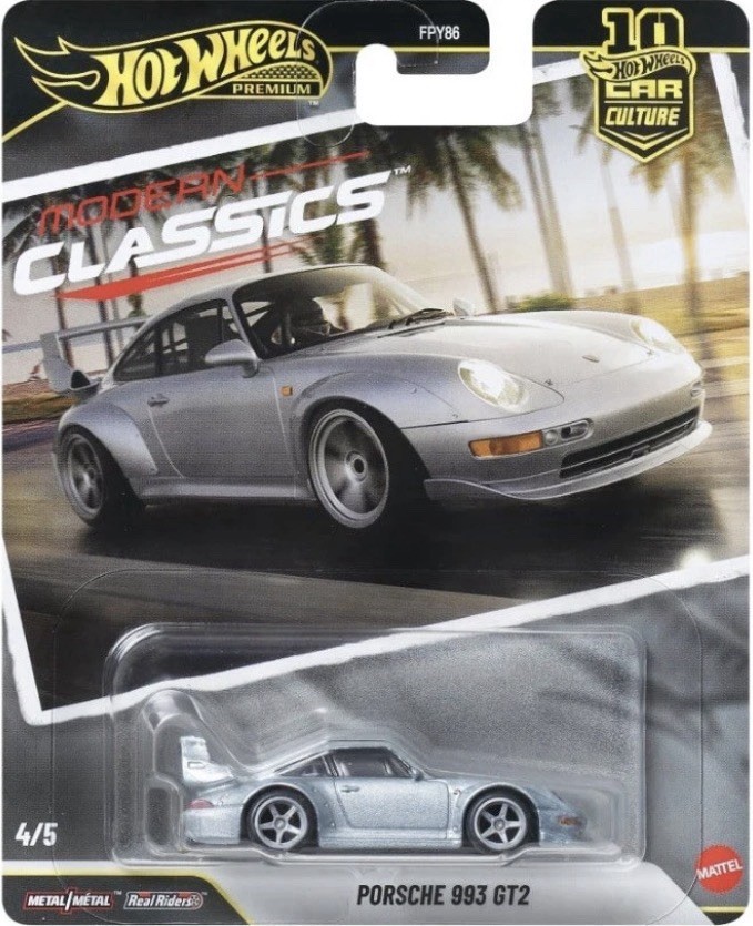Hot Wheels 2026 Premium Modern Classics Porsche 993 GT2 Silver 4/5