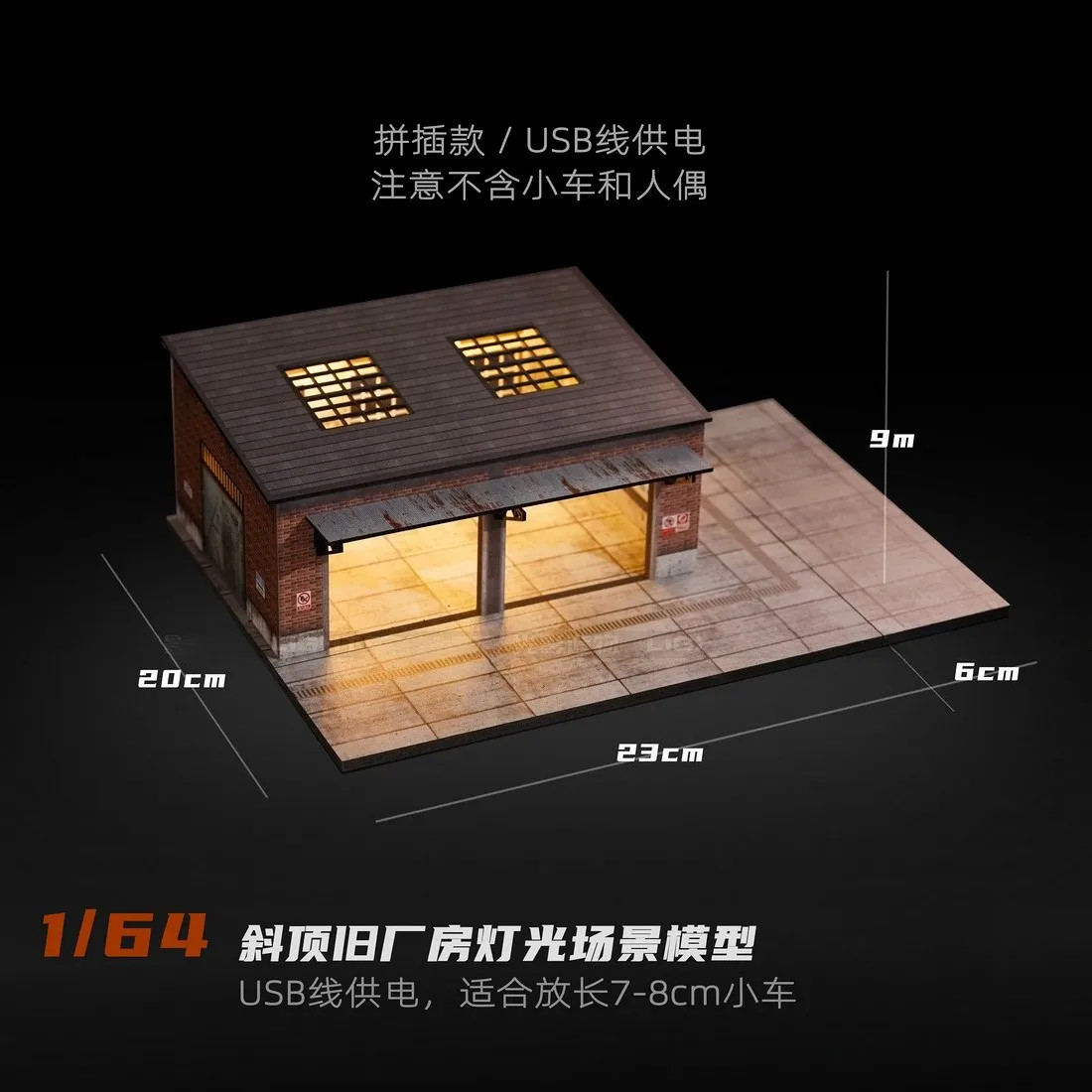 Diorama 1/64 Car Garage Model LED Lights Parking Lots Buildings Scene Case Gifts