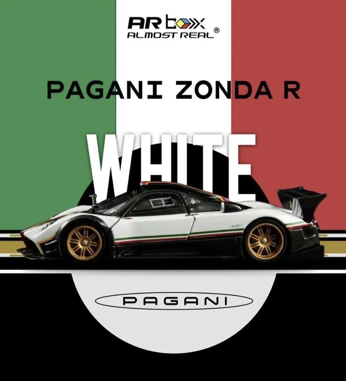 AR Box Pagani Zonda R White 1/64 Diecast Model Car