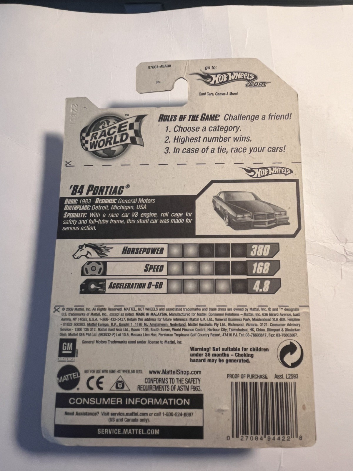 2010 Hot Wheels #175 Race World-Movie Stunts 3/4 ’84 PONTIAC Blue Variant w/Pr5s