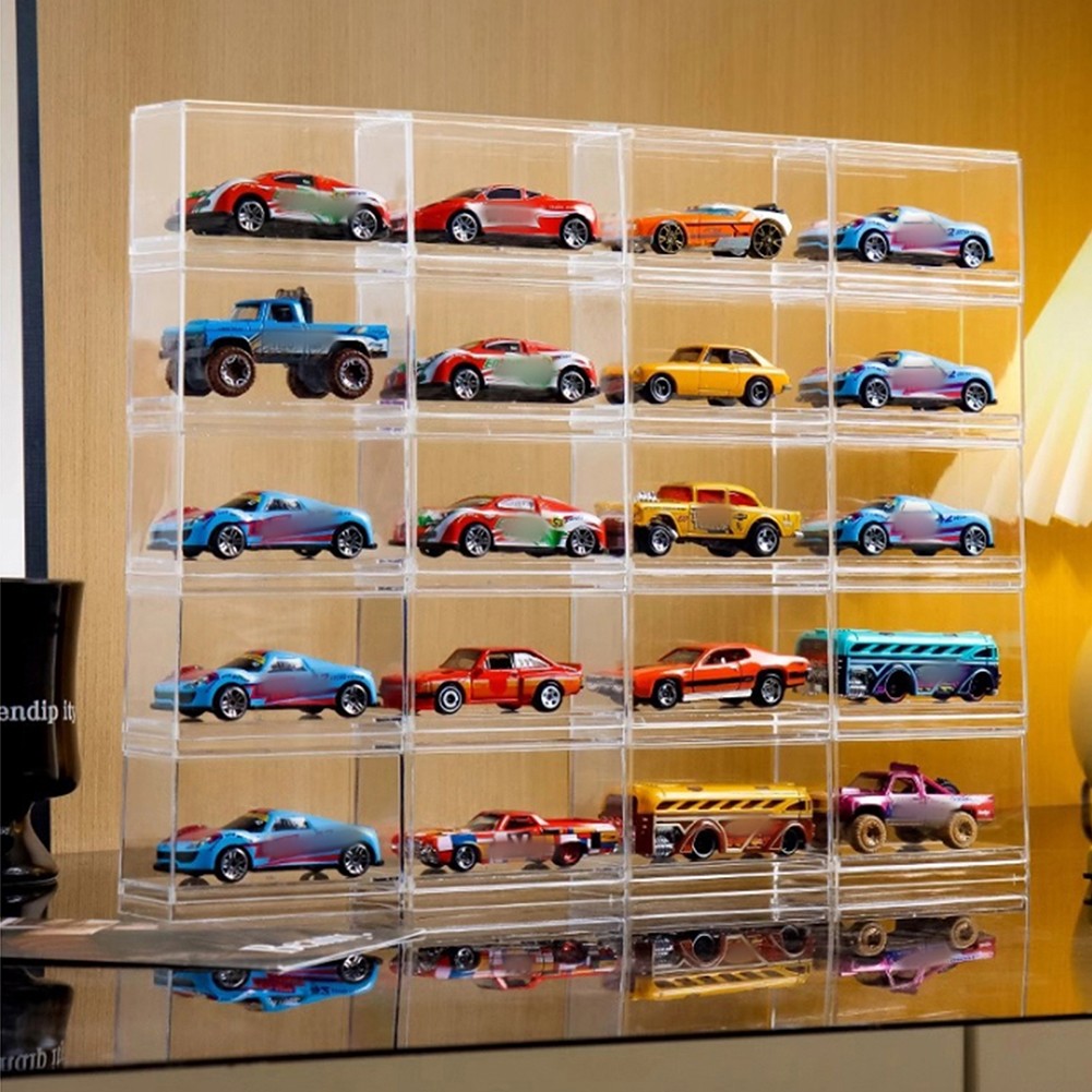 6/12x Clear Acrylic Display Case Storage Box For 1/64 Scale H-W Model Car
